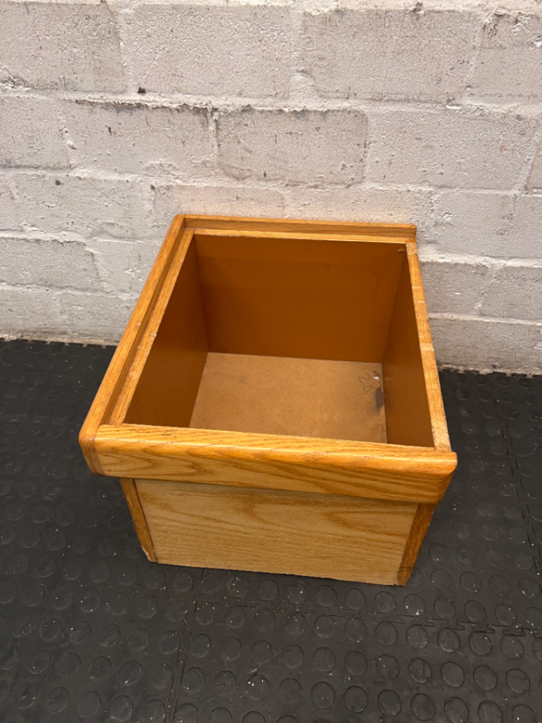 Light Wood Box-Style Dressing Stool with Padded Seat — Good Working Order - 2ndhandwarehouse.com