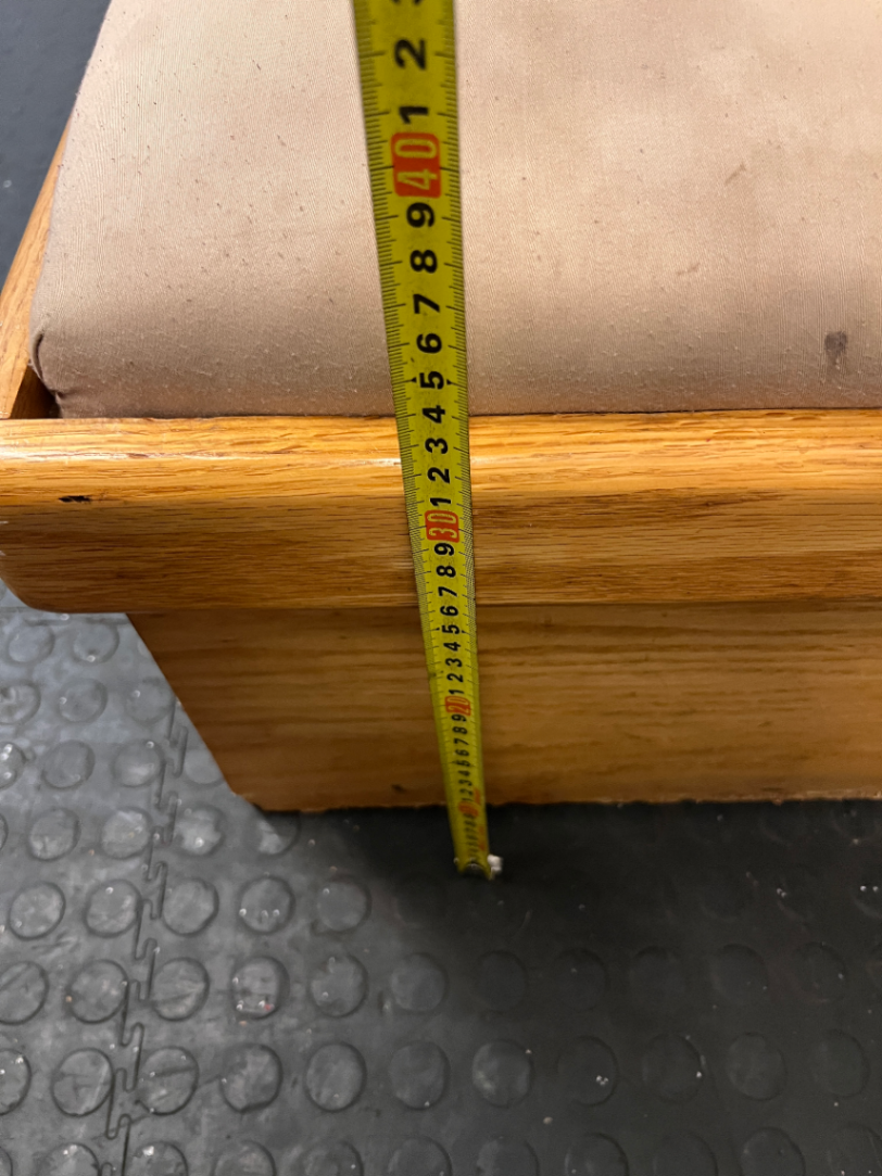 Light Wood Box-Style Dressing Stool with Padded Seat — Good Working Order - 2ndhandwarehouse.com