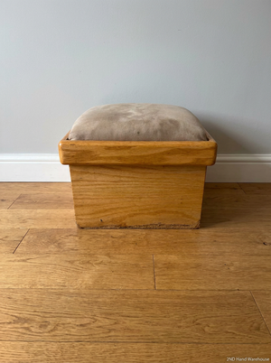 Light Wood Box-Style Dressing Stool with Padded Seat — Good Working Order - 2ndhandwarehouse.com