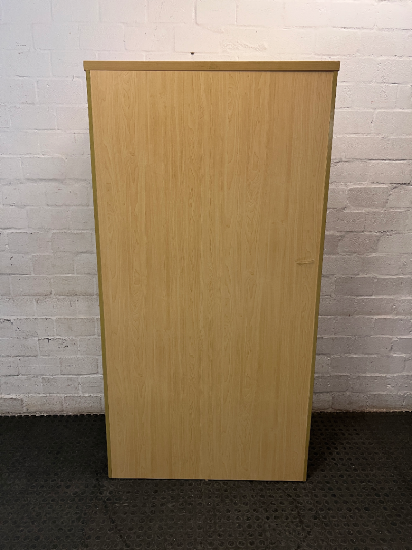 Light Wood Grain Two-Door Tall Wardrobe — Good Working Order