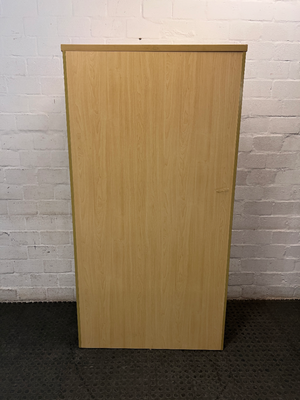 Light Wood Grain Two-Door Tall Wardrobe — Good Working Order