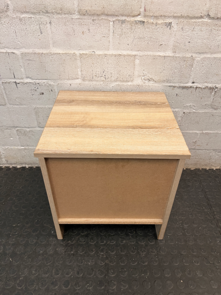 Light Wood-Look Bedside Table with Single Drawer — Used; Fair Condition