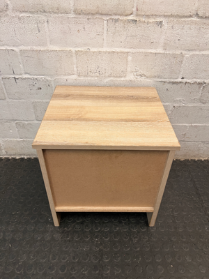 Light Wood-Look Bedside Table with Single Drawer — Used; Fair Condition
