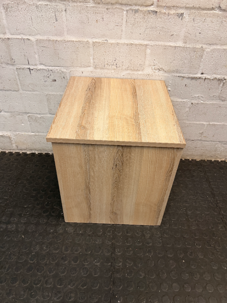 Light Wood-Look Bedside Table with Single Drawer — Used; Fair Condition