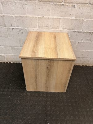 Light Wood-Look Bedside Table with Single Drawer — Used; Fair Condition
