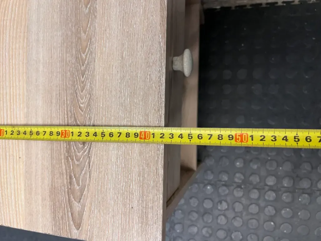 Light Wood-Look Bedside Table with Single Drawer — Used; Fair Condition