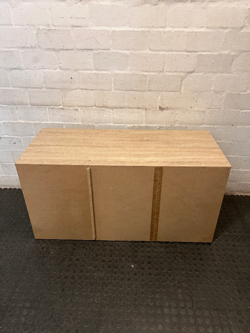 Light Wood Three-Door Top Cupboard — No back board