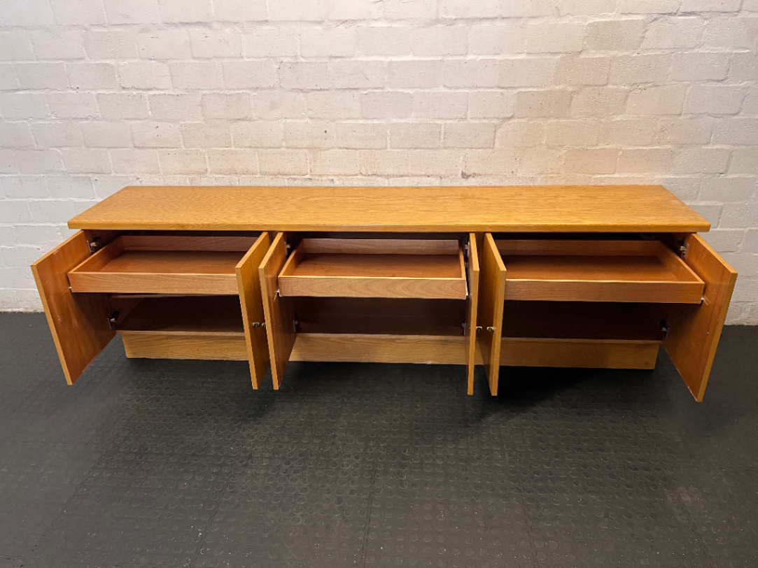 Light Wood Veneer Sideboard with 3 Joined Cabinets - 2ndhandwarehouse.com