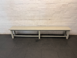 Long Painted Wooden Bench in Neutral Grey