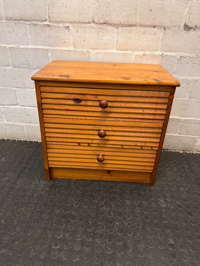 Textured Wood 3-Drawer Bedside Table