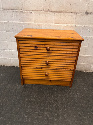 Textured Wood 3-Drawer Bedside Table