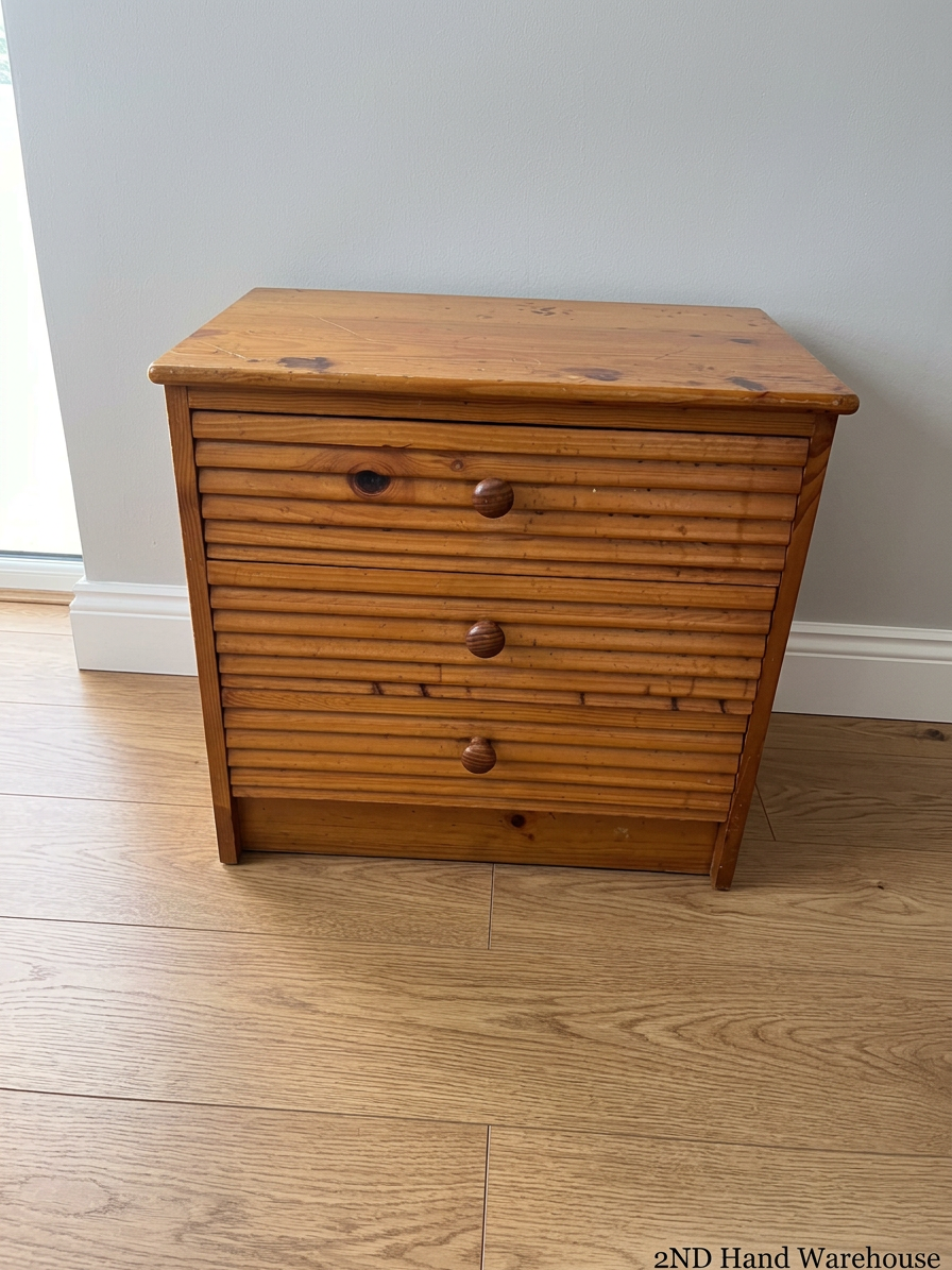 Textured Wood 3-Drawer Bedside Table