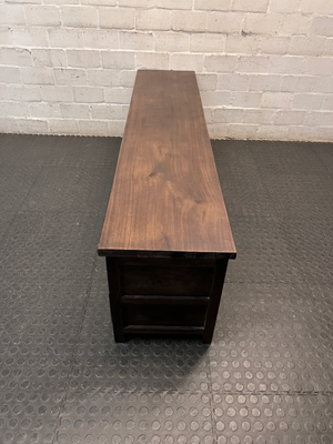 Low Profile Dark Wood TV Unit with Drawers — Fair Used Condition