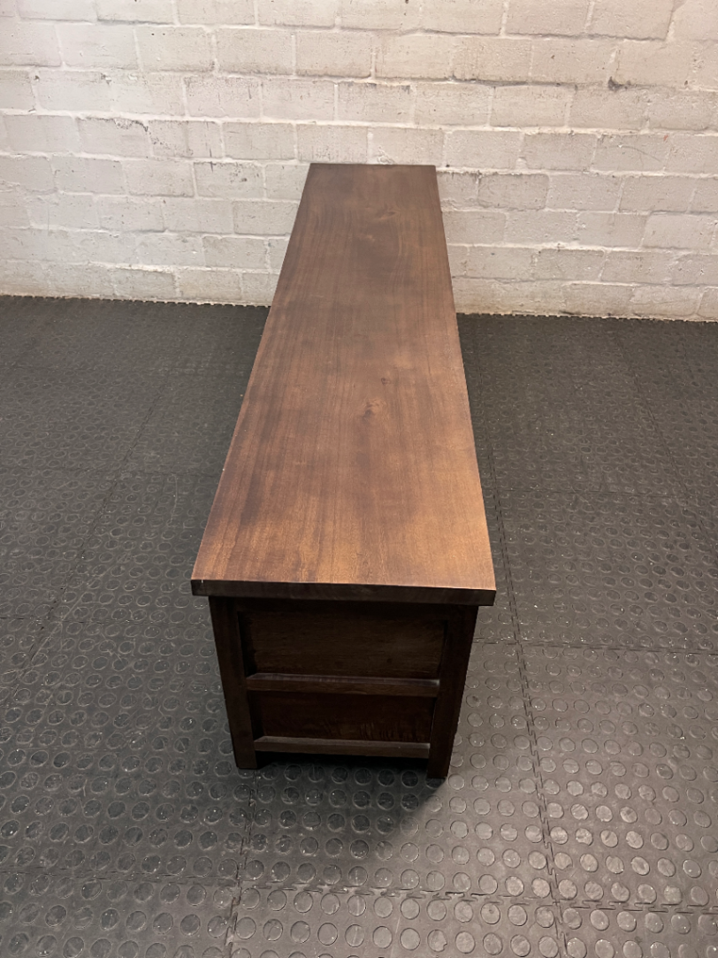 Low Profile Dark Wood TV Unit with Drawers — Fair Used Condition