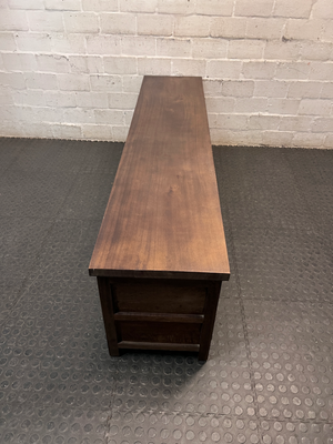 Low Profile Dark Wood TV Unit with Drawers — Fair Used Condition