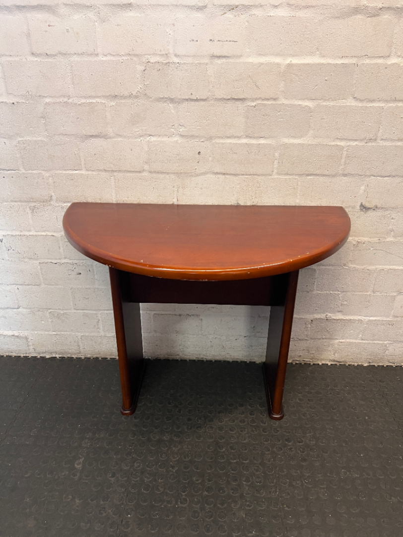 Mahogany-Toned Semi-Circular Office Desk - 2ndhandwarehouse.com