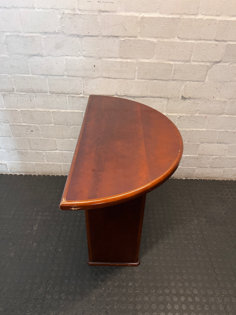 Mahogany-Toned Semi-Circular Office Desk - 2ndhandwarehouse.com