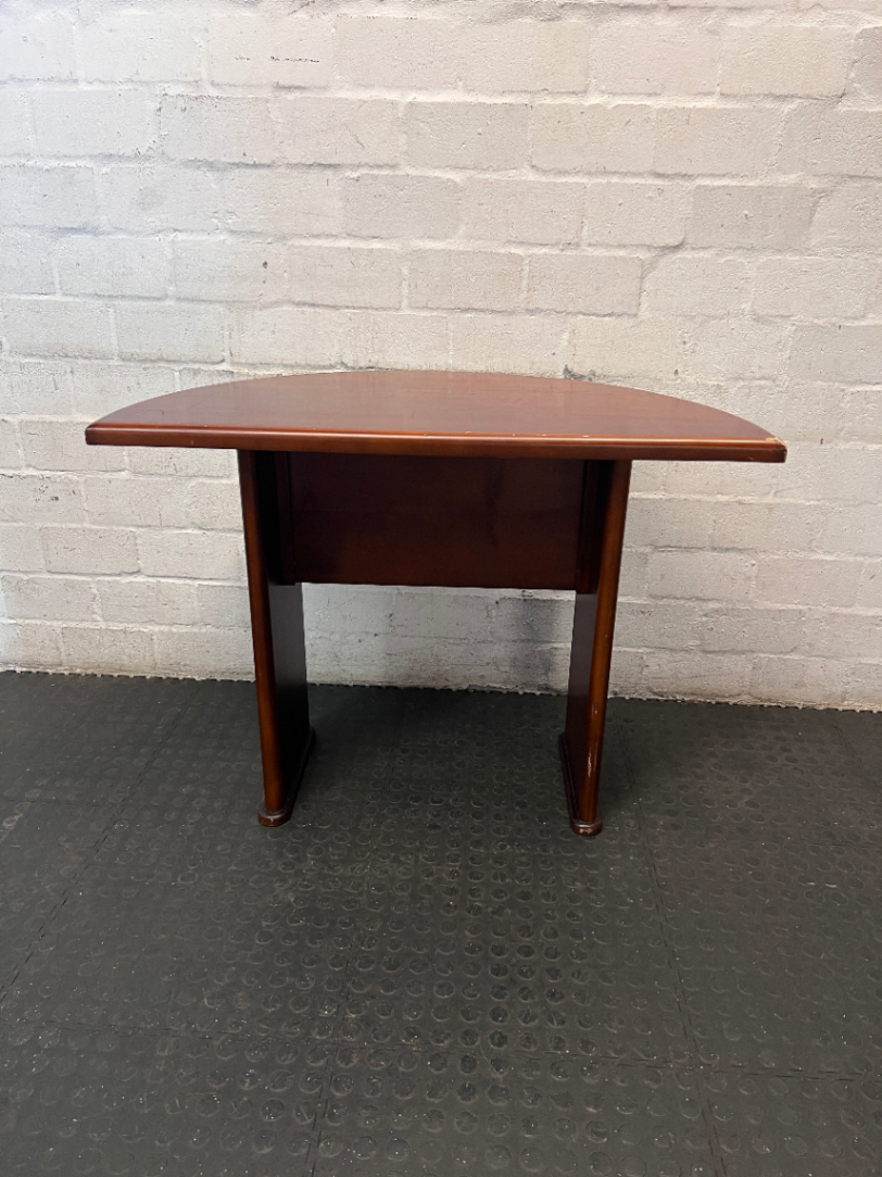Mahogany-Toned Semi-Circular Office Desk - 2ndhandwarehouse.com