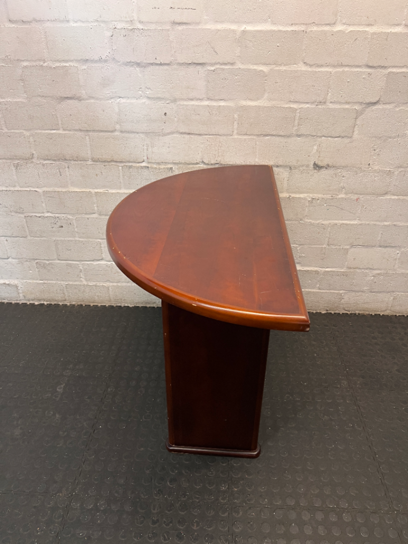 Mahogany-Toned Semi-Circular Office Desk - 2ndhandwarehouse.com
