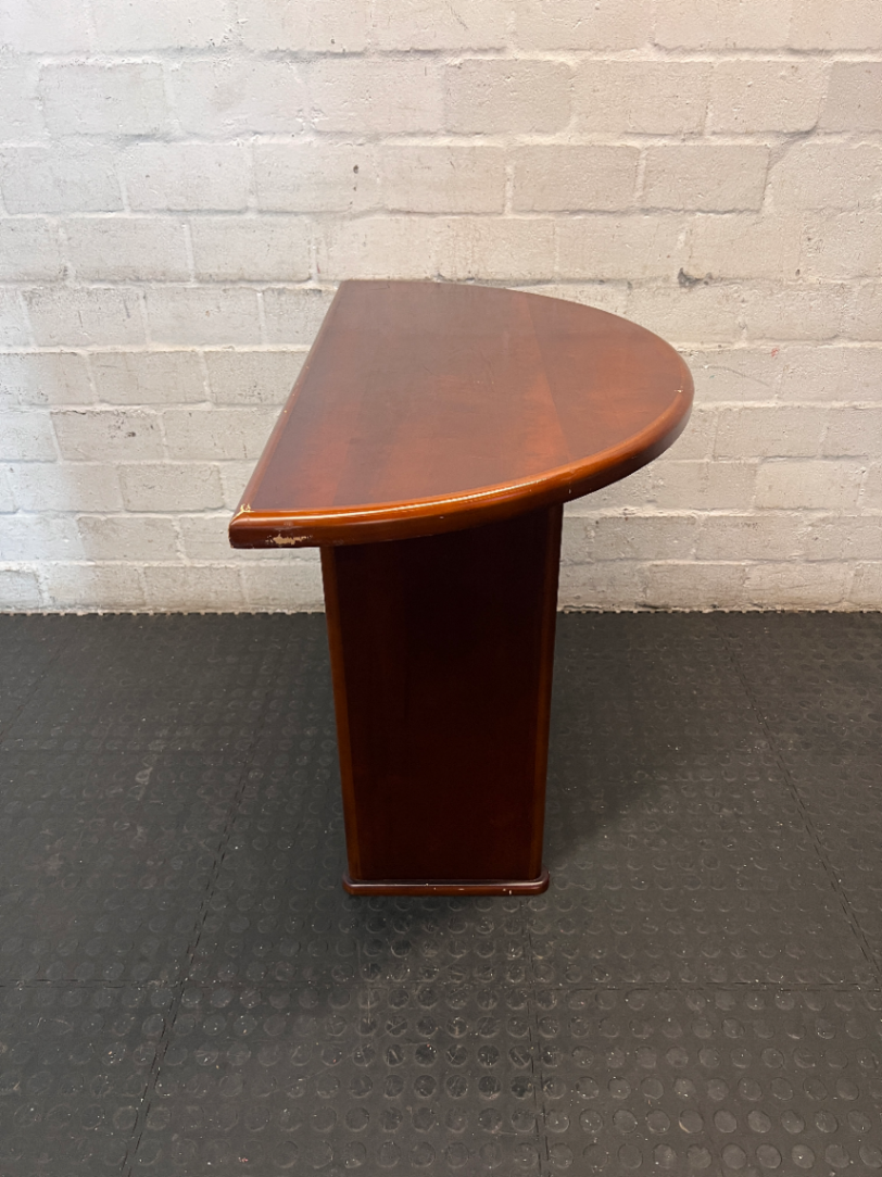 Mahogany-Toned Semi-Circular Office Desk - 2ndhandwarehouse.com