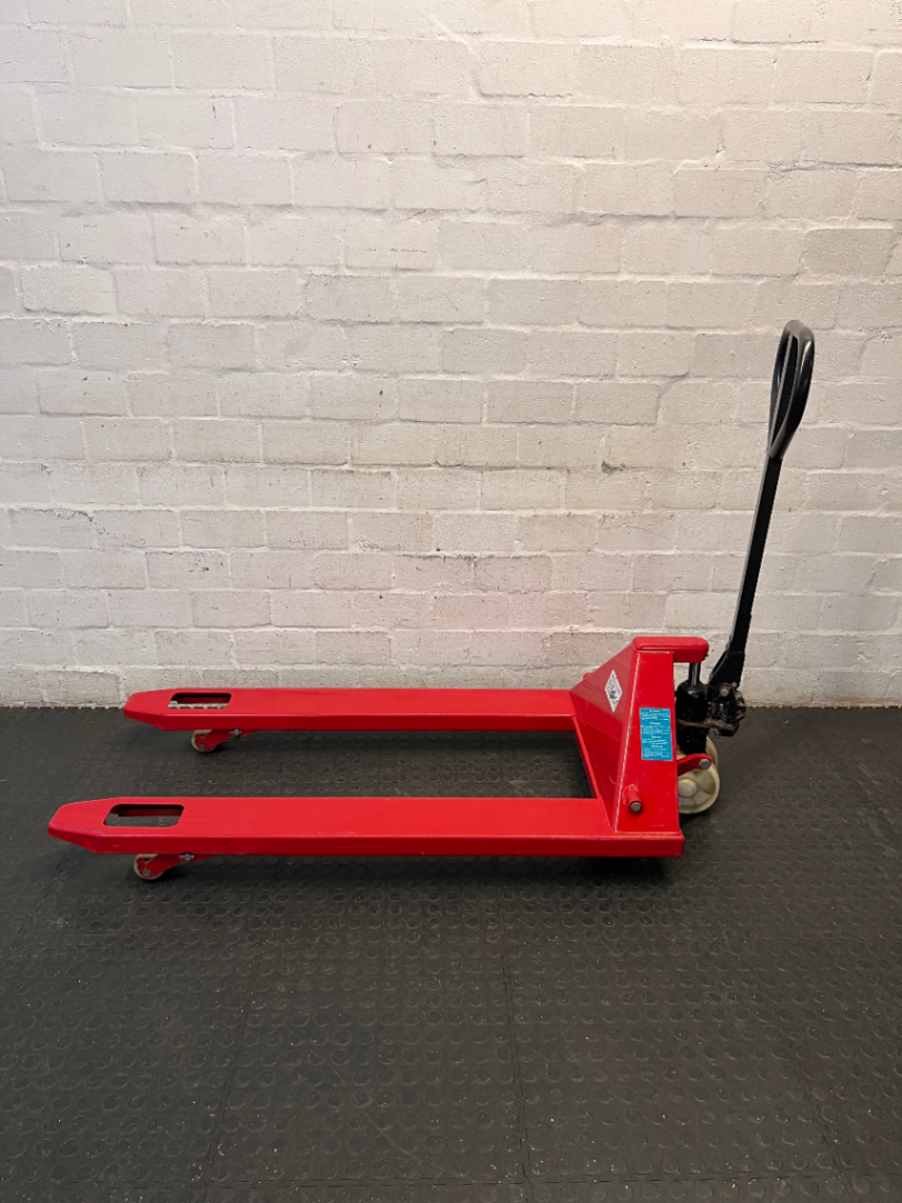 Manual Red Steel Pallet Jack Utility Trolley — Used; Fair Condition