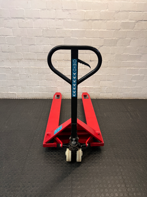 Manual Red Steel Pallet Jack Utility Trolley — Used; Fair Condition