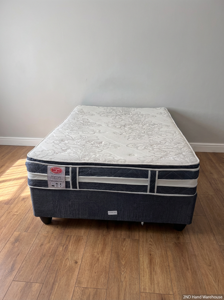 Medi-Spine Double Base Set with Patterned Mattress - 2ndhandwarehouse.com