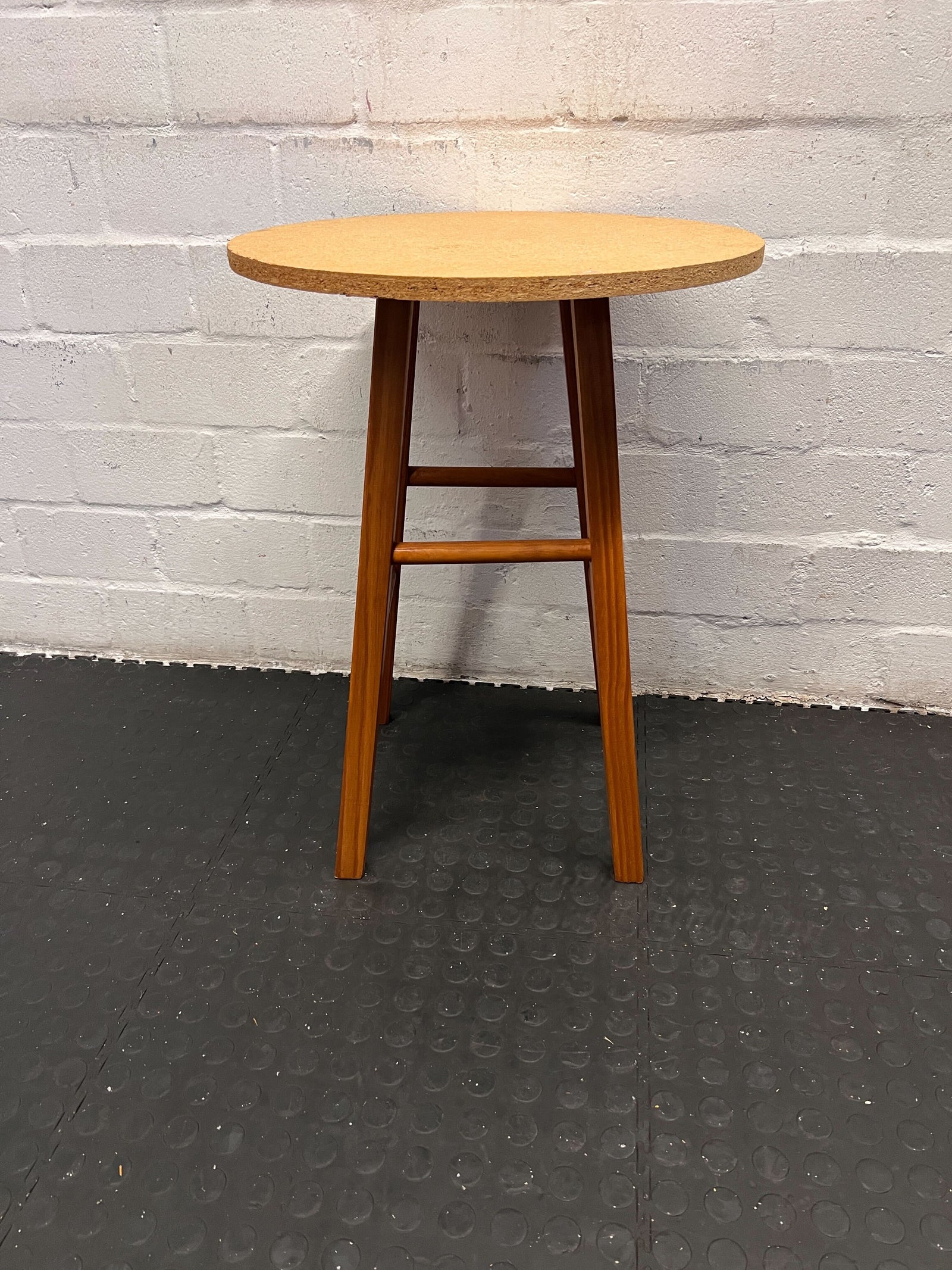 Mid-Century Modern Round Wooden Side Table