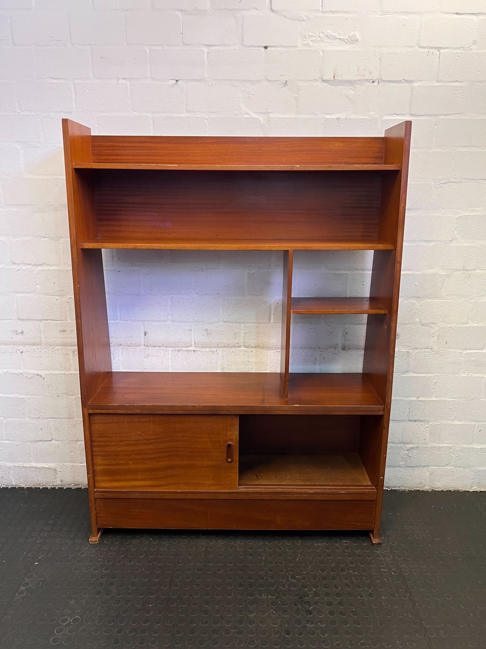 Mid-Century Modern Wooden Bookshelf with Storage, Minor Wear