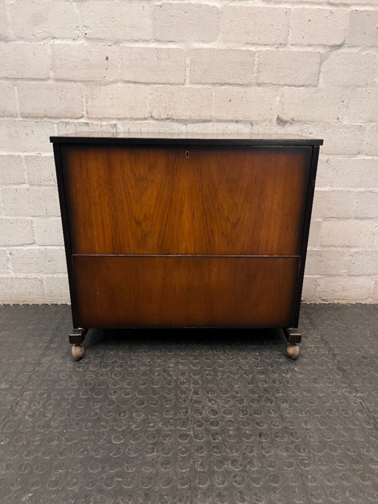 Mid-Century Style Wooden Drinks Trolley on Castors — Used; Fair Condition