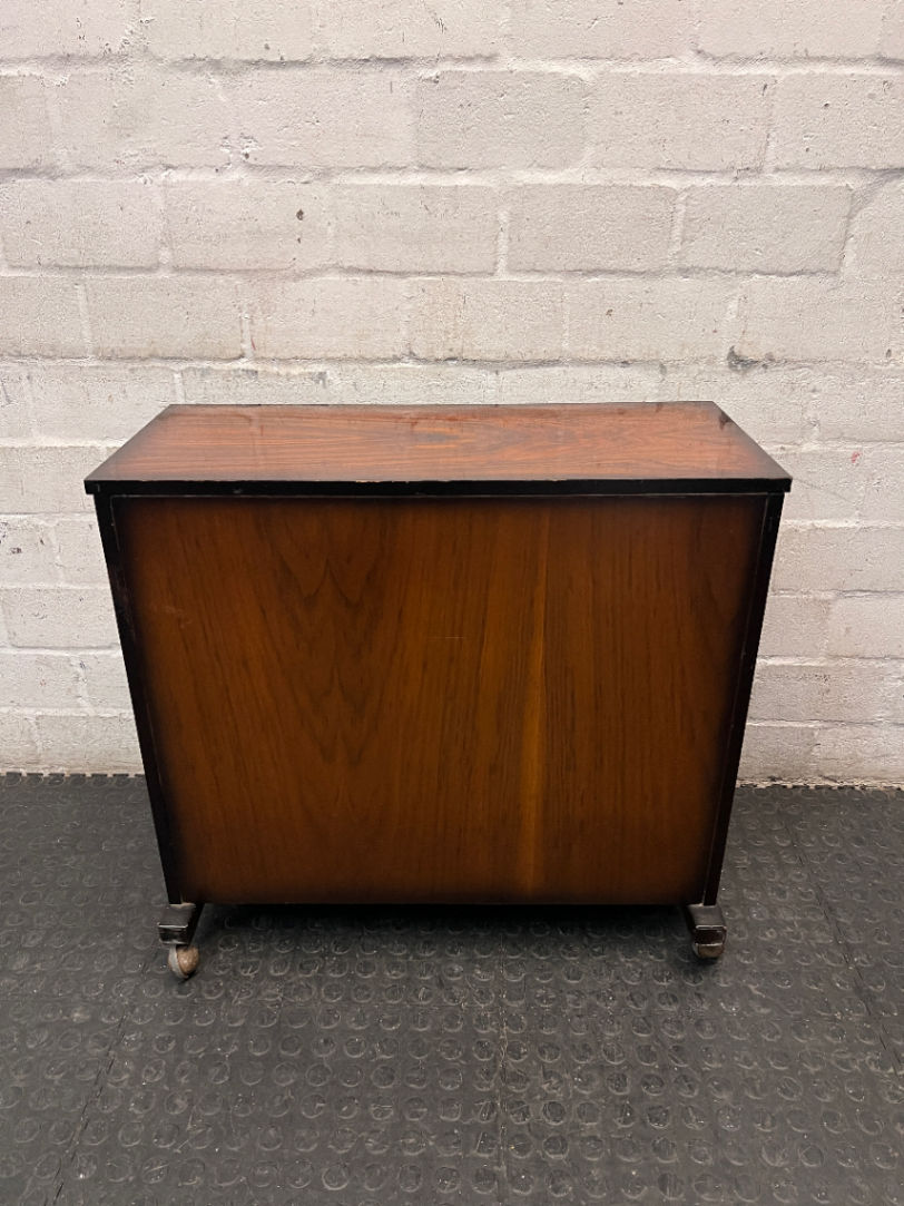 Mid-Century Style Wooden Drinks Trolley on Castors — Used; Fair Condition