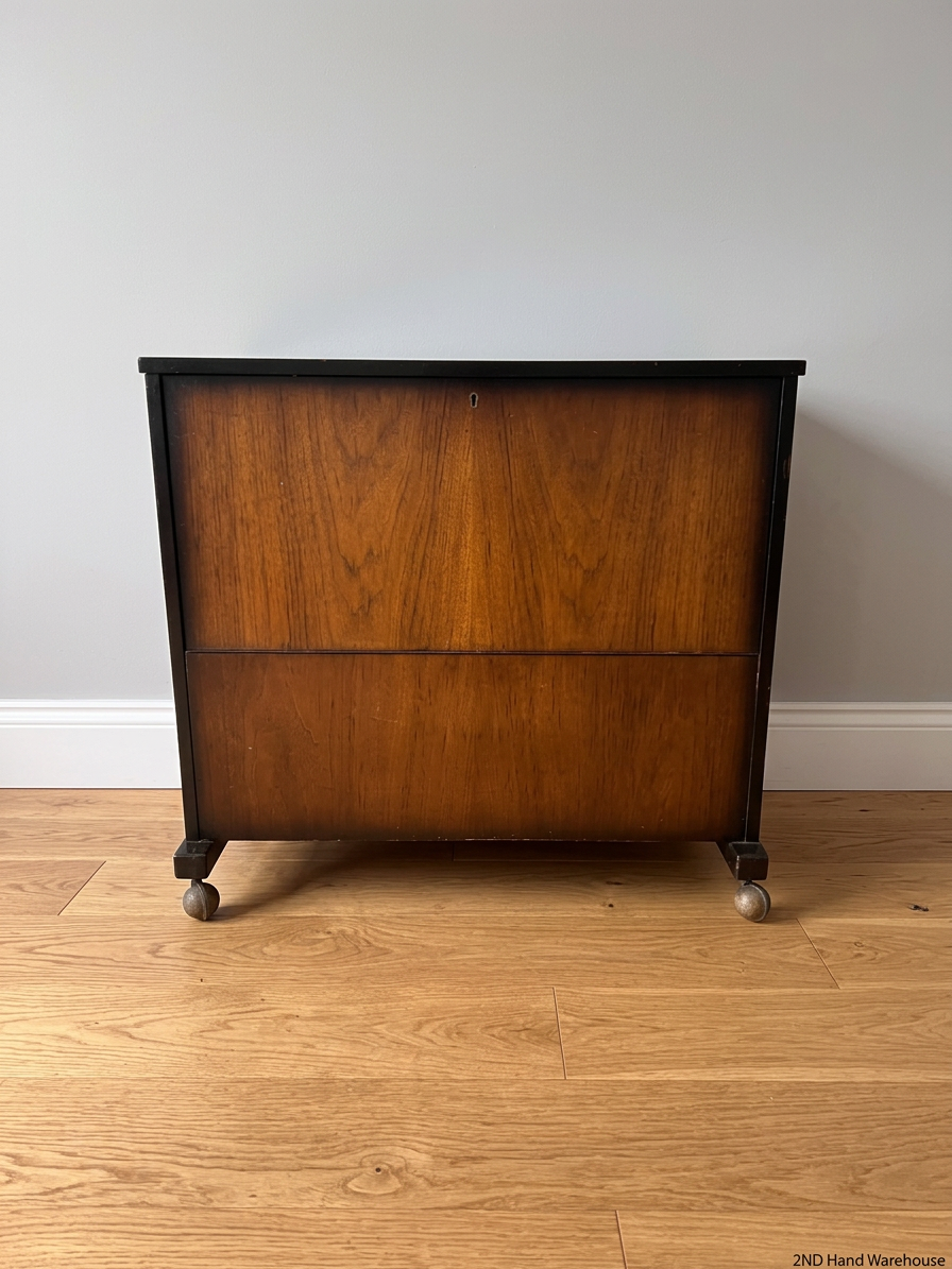 Mid-Century Style Wooden Drinks Trolley on Castors — Used; Fair Condition