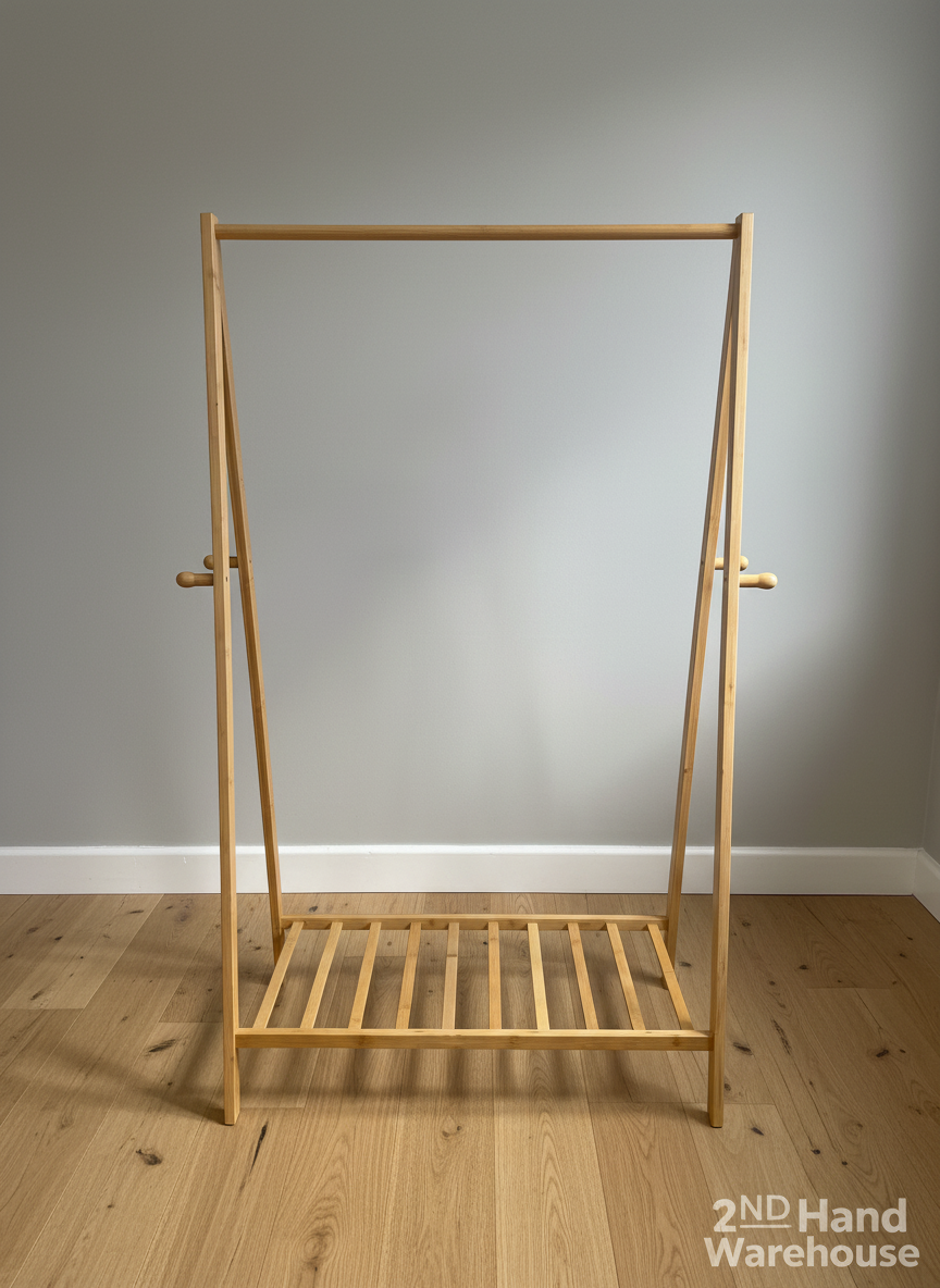 Minimalist Bamboo Clothes Rack with Shoe Shelf