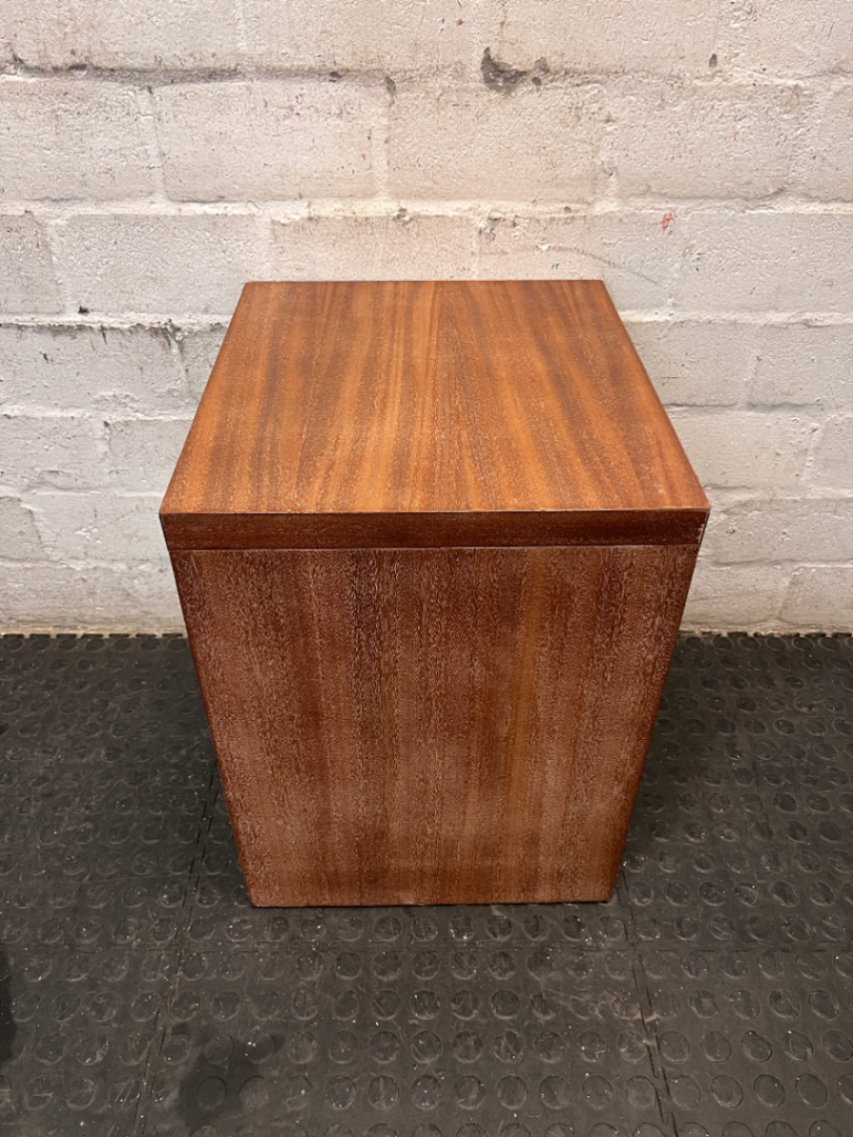 Minimalist Brown Wood Single Drawer Bedside Table — Secondhand Brown Bedside Table