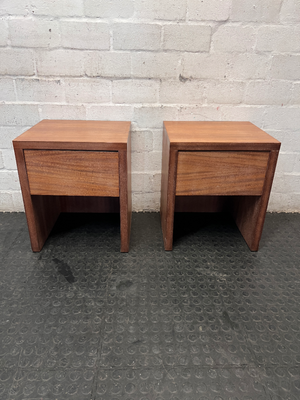 Minimalist Brown Wood Single Drawer Bedside Table — Secondhand Brown Bedside Table