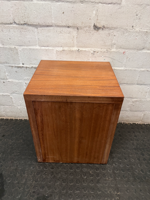 Minimalist Brown Wood Single Drawer Bedside Table — Secondhand Brown Bedside Table