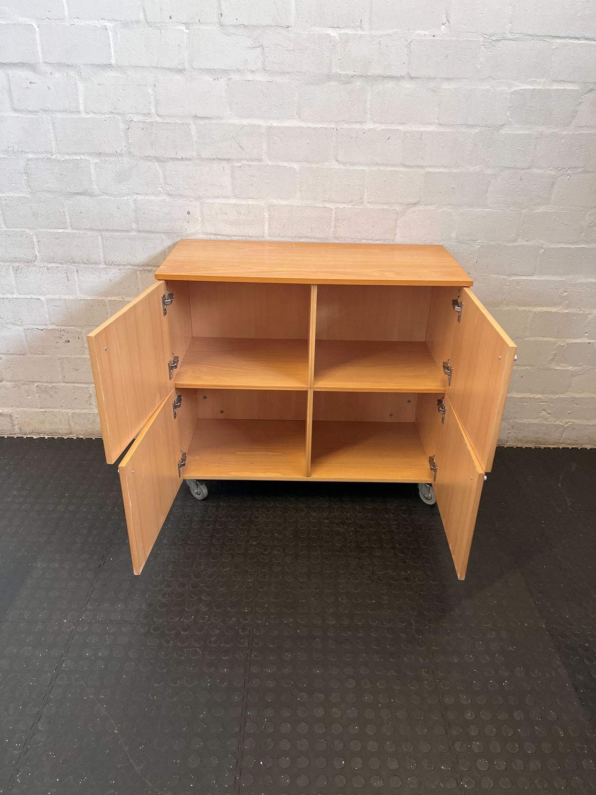 Mobile Wood Storage Cabinet on Wheels