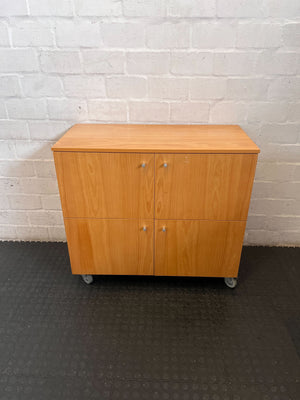 Mobile Wood Storage Cabinet on Wheels