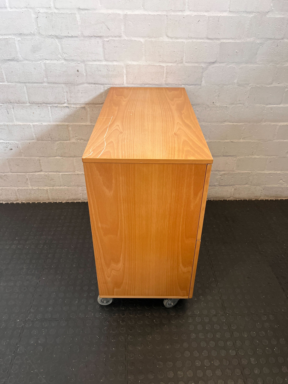 Mobile Wood Storage Cabinet on Wheels