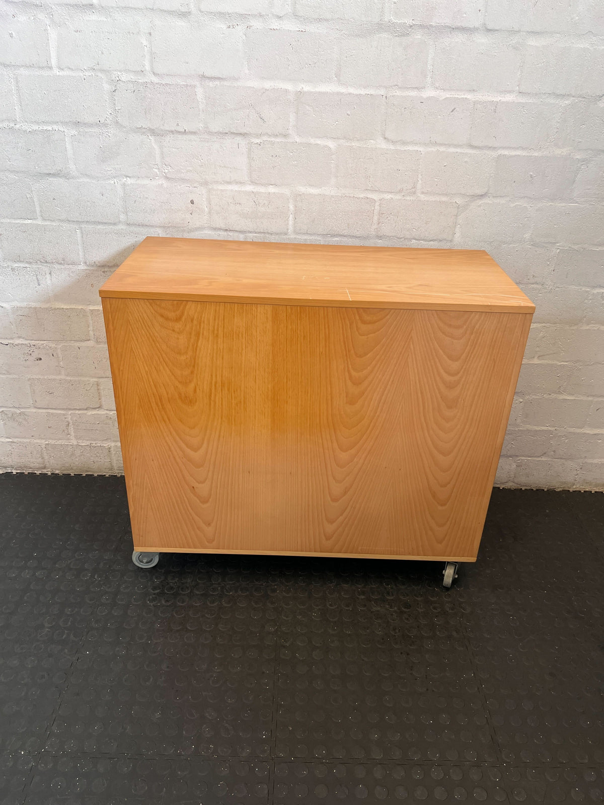 Mobile Wood Storage Cabinet on Wheels