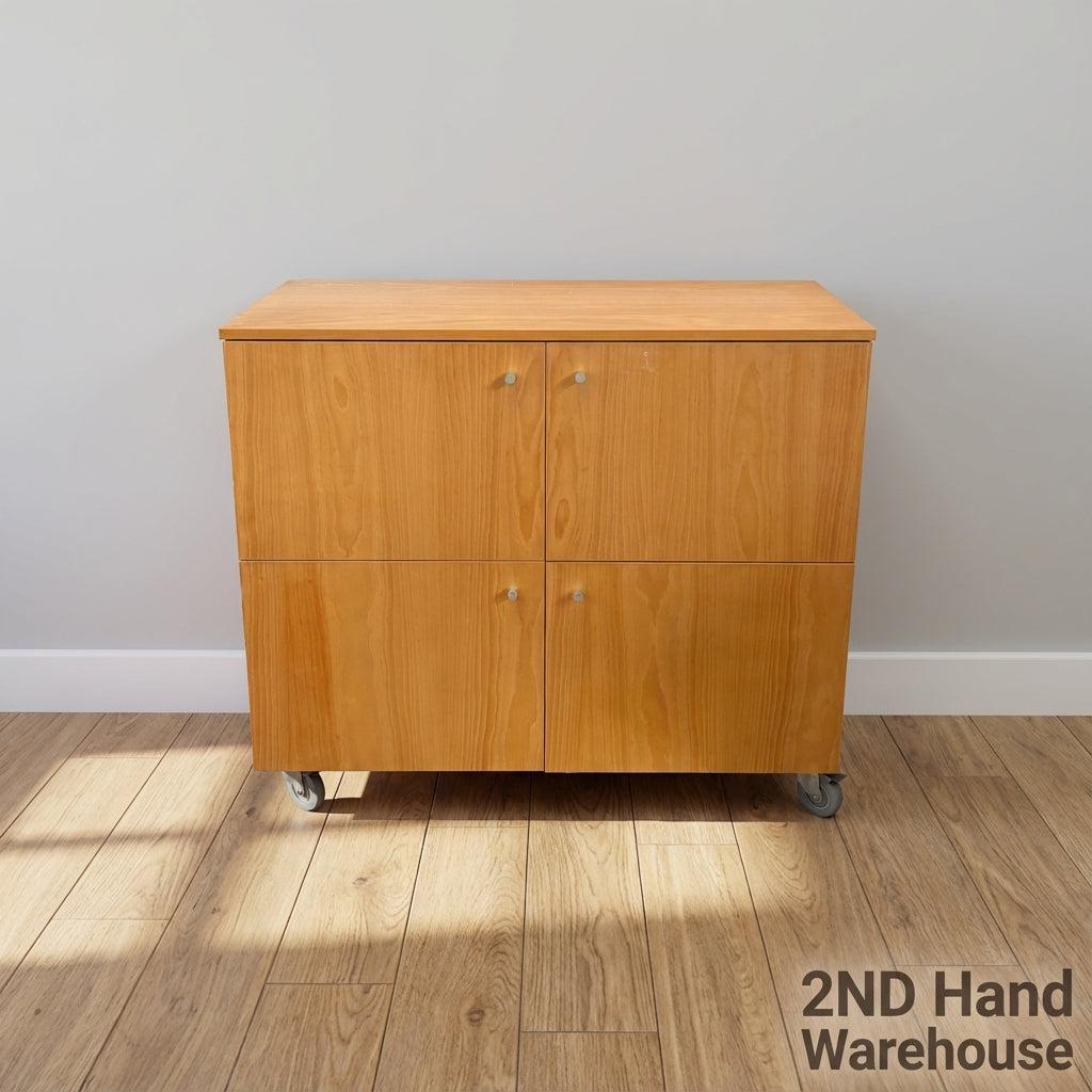 Mobile Wood Storage Cabinet on Wheels