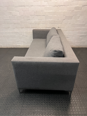 Modern 3 Seater Grey Fabric Couch with Metal Legs — Good Working Order
