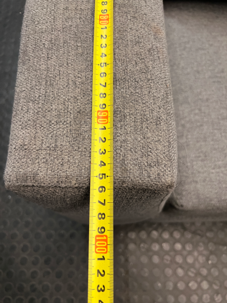 Modern 3 Seater Grey Fabric Couch with Metal Legs — Good Working Order