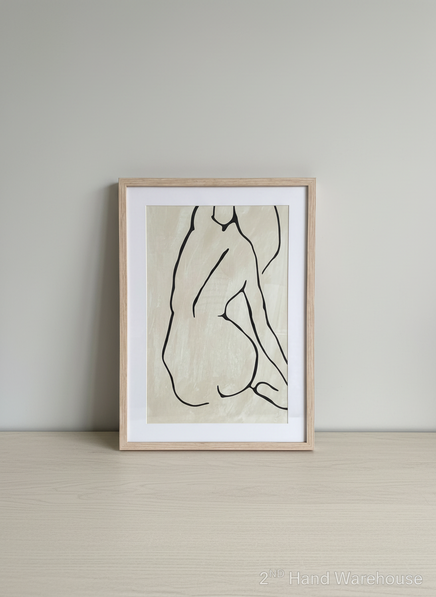 Modern Abstract Line Nude Framed Art Print