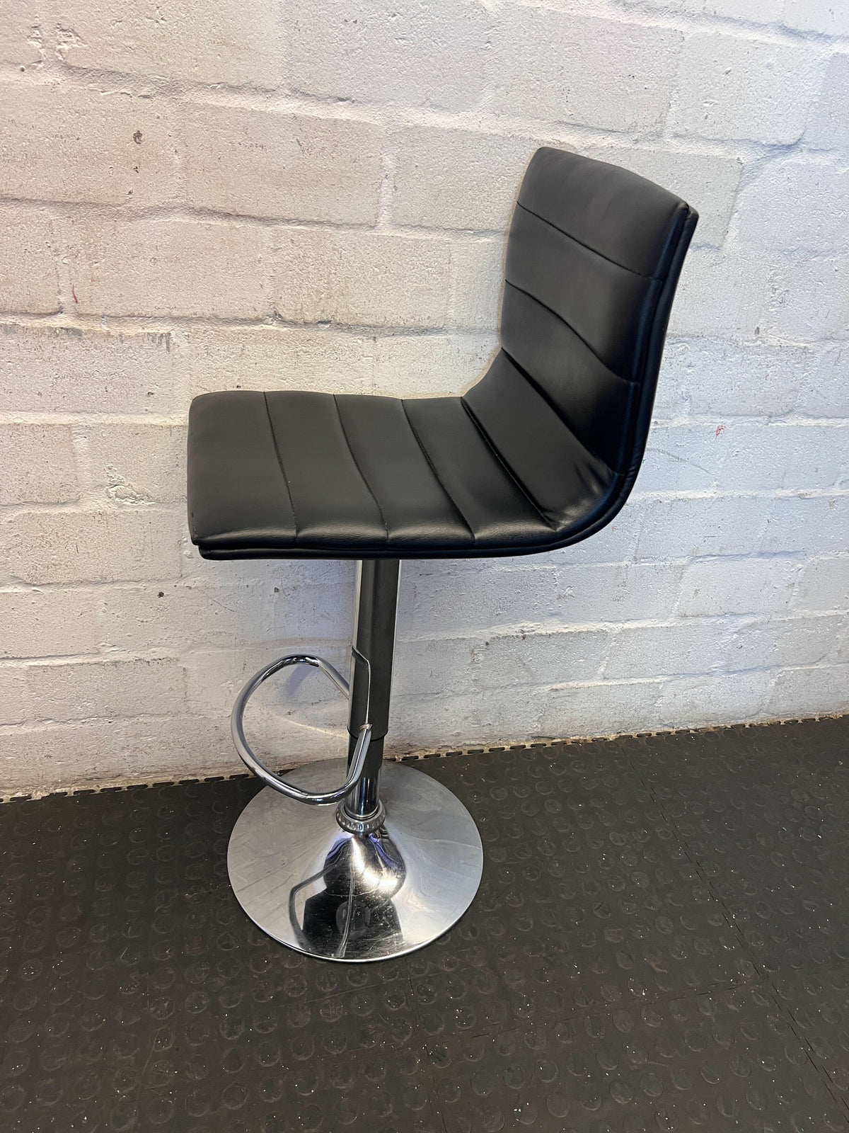 Modern Black Faux Leather Adjustable Bar Stool - 2ndhandwarehouse.com