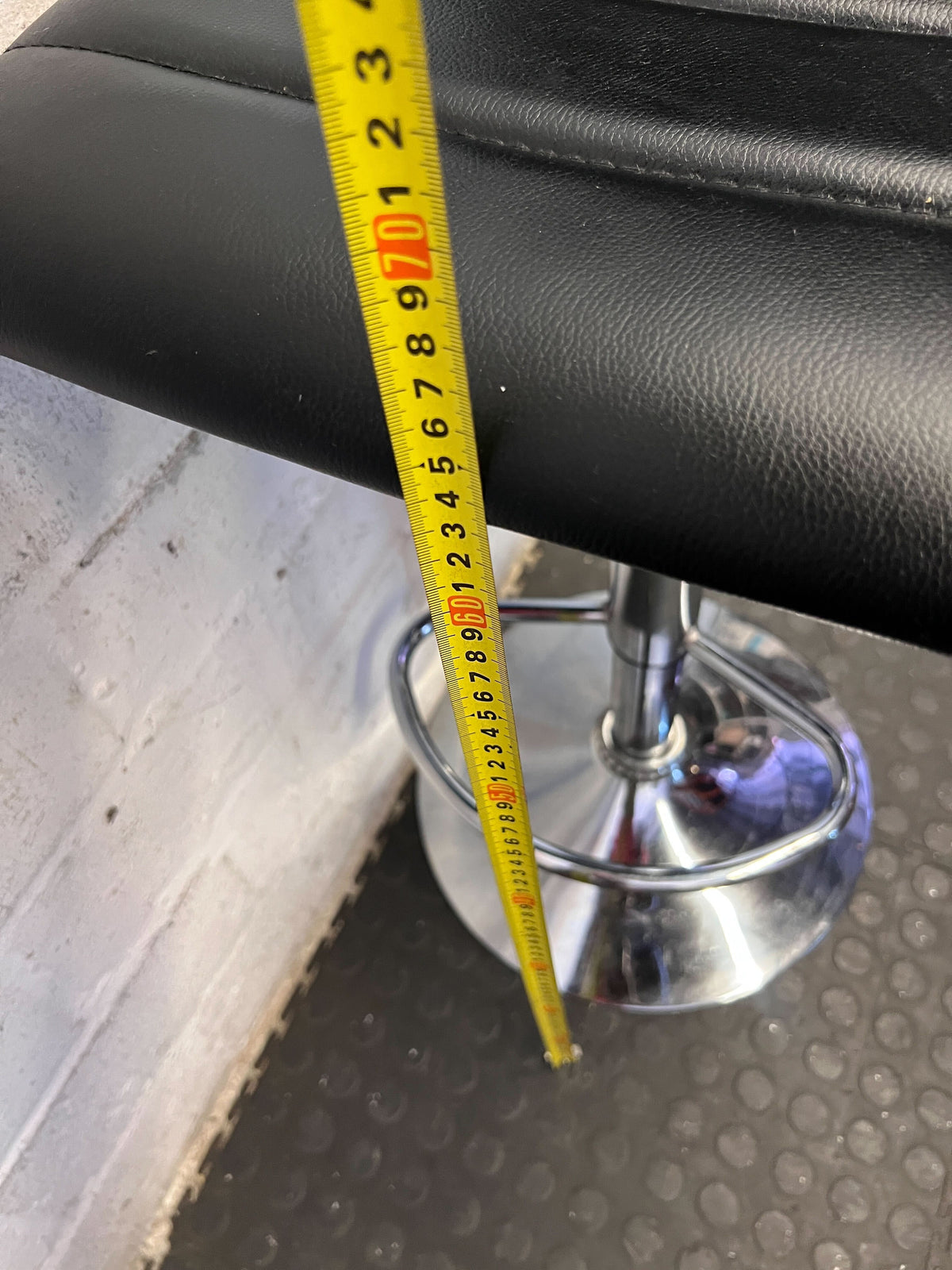 Modern Black Faux Leather Adjustable Bar Stool - 2ndhandwarehouse.com