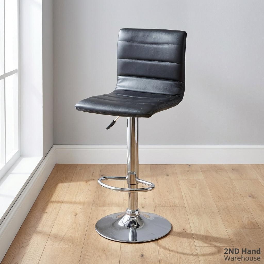 Modern Black Faux Leather Adjustable Bar Stool - 2ndhandwarehouse.com