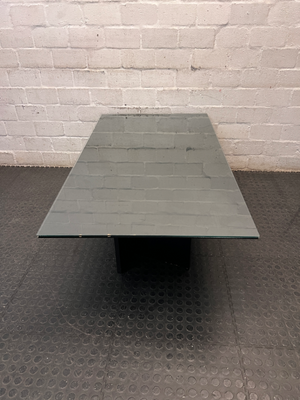 Modern Black Pedestal Coffee Table with Glass Top — General Wear and Upkeep