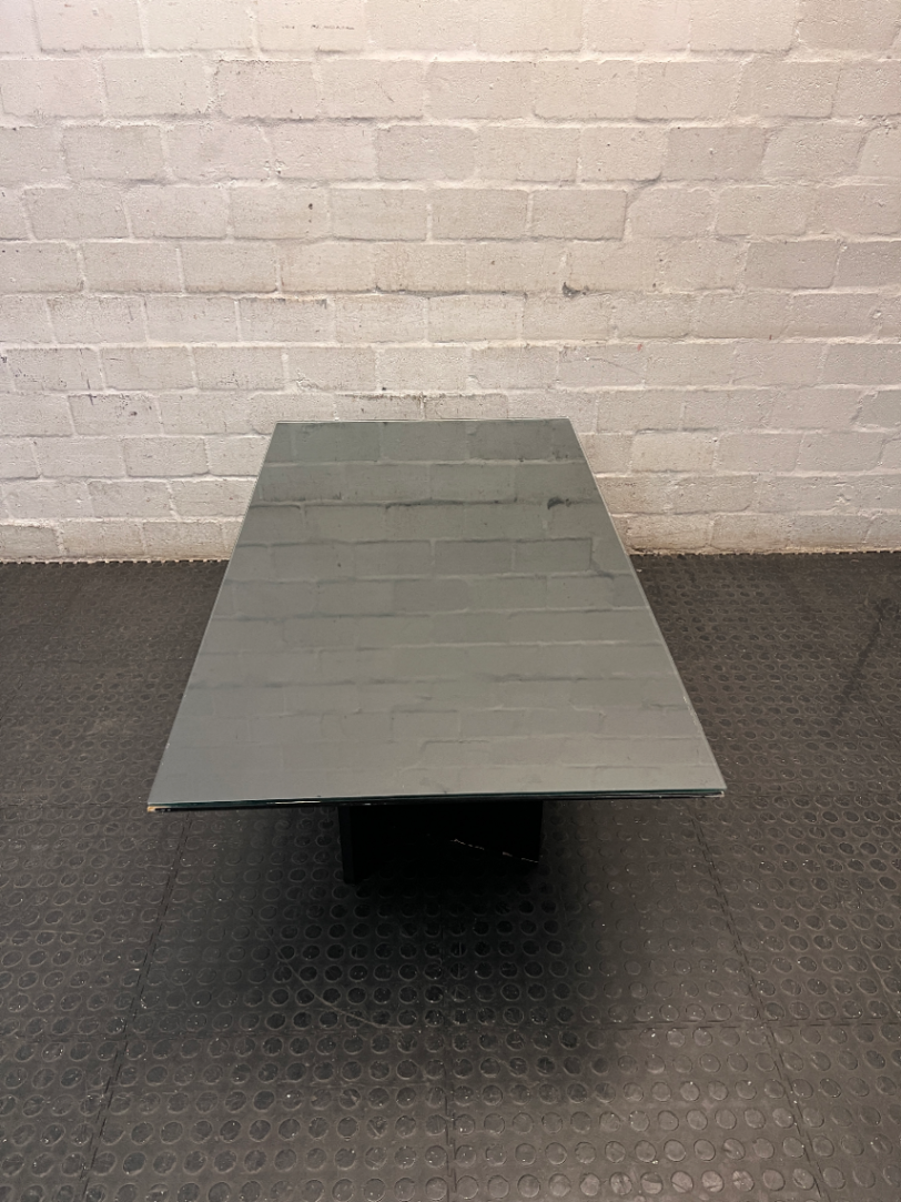 Modern Black Pedestal Coffee Table with Glass Top — General Wear and Upkeep