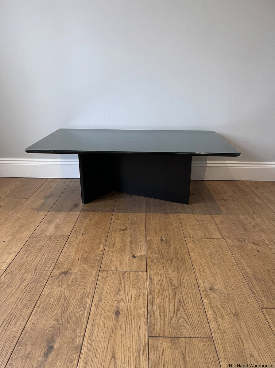 Modern Black Pedestal Coffee Table with Glass Top — General Wear and Upkeep